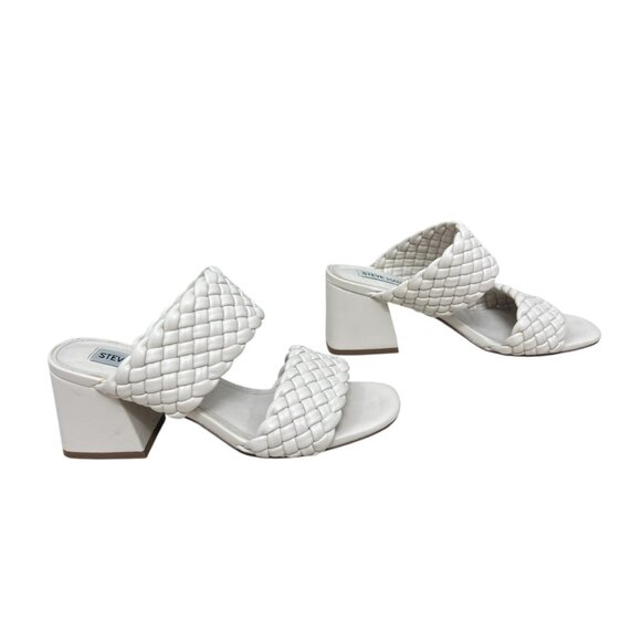 Steve Madden Daphnee Braided Strap Slip on Off White block Heel Size 6 M - Picture 1 of 7
